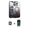 MARSİLYAN™- iPhone 16 Pro Max Kılıf Ahenk Doku Özel Seri - Siyah 360 Mat Full Body Arka Koruyucu + PVD Metal Kamera Lens - SH