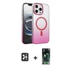 MARSİLYAN™- iPhone 16 Pro Max Kılıf Ahenk Doku Özel Seri - Siyah 360 Mat Full Body Arka Koruyucu + PVD Metal Kamera Lens - SH