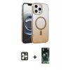 MARSİLYAN™- iPhone 16 Pro Max Kılıf Ahenk Doku Özel Seri - Siyah 360 Mat Full Body Arka Koruyucu + PVD Metal Kamera Lens - GD