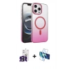 MARSİLYAN™- iPhone 16 Pro Max Kılıf Ahenk Doku Özel Seri - Siyah 3D Antistatik Cam Ekran Koruyucu + Bilvis Titan Kamera Lens - SH