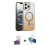 MARSİLYAN™- iPhone 16 Pro Max Kılıf Ahenk Doku Özel Seri - Siyah 3D Antistatik Cam Ekran Koruyucu + Bilvis Titan Kamera Lens - SH