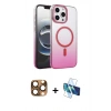 MARSİLYAN™- iPhone 16 Pro Max Kılıf Ahenk Doku Özel Seri - Siyah 3D Antistatik Cam Ekran Koruyucu + Pers Alüminyum Kamera Lens - CLTM