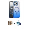 MARSİLYAN™- iPhone 16 Pro Max Kılıf Ahenk Doku Özel Seri - Siyah 3D Antistatik Cam Ekran Koruyucu + Pers Alüminyum Kamera Lens - CLTM