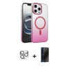 MARSİLYAN™- iPhone 16 Pro Max Kılıf Ahenk Doku Özel Seri - Siyah 3D Antistatik Hayalet Cam Ekran Koruyucu + Pers Alüminyum Kamera Lens - GS