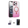 MARSİLYAN™- iPhone 16 Pro Max Kılıf Ahenk Doku Özel Seri - Siyah 3D Antistatik Hayalet Cam Ekran Koruyucu + Bilvis Titan Kamera Lens - TMGI