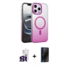 MARSİLYAN™- iPhone 16 Pro Max Kılıf Ahenk Doku Özel Seri - Siyah 3D Antistatik Hayalet Cam Ekran Koruyucu + Bilvis Titan Kamera Lens - SH