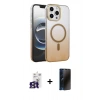 MARSİLYAN™- iPhone 16 Pro Max Kılıf Ahenk Doku Özel Seri - Siyah 3D Antistatik Hayalet Cam Ekran Koruyucu + Bilvis Titan Kamera Lens - TMGI