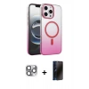 MARSİLYAN™- iPhone 16 Pro Max Kılıf Ahenk Doku Özel Seri - Siyah 3D Antistatik Hayalet Cam Ekran Koruyucu + Pers Alüminyum Kamera Lens - GI