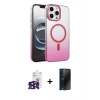 MARSİLYAN™- iPhone 16 Pro Max Kılıf Ahenk Doku Özel Seri - Siyah 3D Antistatik Hayalet Cam Ekran Koruyucu + Bilvis Titan Kamera Lens - SH