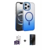 MARSİLYAN™- iPhone 16 Pro Max Kılıf Ahenk Doku Özel Seri - Siyah 3D Antistatik Hayalet Cam Ekran Koruyucu + Bilvis Titan Kamera Lens - GS