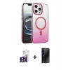 MARSİLYAN™- iPhone 16 Pro Max Kılıf Ahenk Doku Özel Seri - Siyah 3D Antistatik Hayalet Cam Ekran Koruyucu + Bilvis Titan Kamera Lens - GS