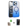 MARSİLYAN™- iPhone 16 Pro Max Kılıf Ahenk Doku Özel Seri - Siyah 3D Antistatik Hayalet Cam Ekran Koruyucu + Raze Metal Kamera Lens - CLTM