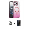 MARSİLYAN™- iPhone 16 Pro Max Kılıf Ahenk Doku Özel Seri - Siyah 3D Antistatik Hayalet Cam Ekran Koruyucu + PVD Metal Kamera Lens - GS