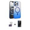 MARSİLYAN™- iPhone 16 Pro Max Kılıf Ahenk Doku Özel Seri - Siyah 3D Antistatik Hayalet Cam Ekran Koruyucu + Bilvis Titan Kamera Lens - TMGI