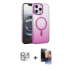 MARSİLYAN™- iPhone 16 Pro Max Kılıf Ahenk Doku Özel Seri - Siyah 3D Antistatik Mat Seramik Nano Ekran Koruyucu + Pers Alüminyum Kamera Lens - GS