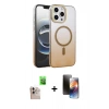 MARSİLYAN™- iPhone 16 Pro Max Kılıf Ahenk Doku Özel Seri - Siyah 3D Antistatik Mat Seramik Nano Ekran Koruyucu + Raze Metal Kamera Lens - NLGY