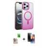MARSİLYAN™- iPhone 16 Pro Max Kılıf Ahenk Doku Özel Seri - Siyah 3D Antistatik Mat Seramik Nano Ekran Koruyucu + Raze Metal Kamera Lens - NLGY