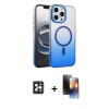 MARSİLYAN™- iPhone 16 Pro Max Kılıf Ahenk Doku Özel Seri - Siyah 3D Antistatik Mat Seramik Nano Ekran Koruyucu + PVD Metal Kamera Lens - SH