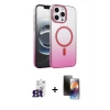 MARSİLYAN™- iPhone 16 Pro Max Kılıf Ahenk Doku Özel Seri - Siyah 3D Antistatik Mat Seramik Nano Ekran Koruyucu + Titanyum Gri Bilvis Titan Kamera Lens