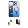 MARSİLYAN™- iPhone 16 Pro Max Kılıf Ahenk Doku Özel Seri - Siyah 3D Antistatik Mat Seramik Nano Ekran Koruyucu + Raze Metal Kamera Lens - NLGY
