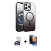 MARSİLYAN™- iPhone 16 Pro Max Kılıf Ahenk Doku Özel Seri - Siyah 3D Antistatik Mat Seramik Nano Ekran Koruyucu + Bilvis Titan Kamera Lens - GS