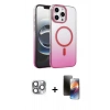 MARSİLYAN™- iPhone 16 Pro Max Kılıf Ahenk Doku Özel Seri - Siyah 3D Antistatik Mat Seramik Nano Ekran Koruyucu + Gri Pers Alüminyum Kamera Lens
