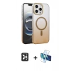 MARSİLYAN™- iPhone 16 Pro Max Kılıf Ahenk Doku Özel Seri - Siyah 3D Antistatik Seramik Nano Ekran Koruyucu + PVD Metal Kamera Lens - SH