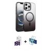 MARSİLYAN™- iPhone 16 Pro Max Kılıf Ahenk Doku Özel Seri - Siyah 3D Antistatik Seramik Nano Ekran Koruyucu + Bilvis Titan Kamera Lens - SH