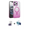 MARSİLYAN™- iPhone 16 Pro Max Kılıf Ahenk Doku Özel Seri - Siyah 3D Antistatik Seramik Nano Ekran Koruyucu + Bilvis Titan Kamera Lens - TMGI