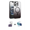 MARSİLYAN™- iPhone 16 Pro Max Kılıf Ahenk Doku Özel Seri - Siyah 3D Antistatik Seramik Nano Ekran Koruyucu + Bilvis Titan Kamera Lens - GS