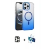 MARSİLYAN™- iPhone 16 Pro Max Kılıf Ahenk Doku Özel Seri - Siyah 3D Antistatik Seramik Nano Ekran Koruyucu + Gümüş PVD Metal Kamera Lens