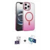 MARSİLYAN™- iPhone 16 Pro Max Kılıf Ahenk Doku Özel Seri - Siyah 3D Antistatik Seramik Nano Ekran Koruyucu + Titanyum Gri Bilvis Titan Kamera Lens