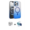 MARSİLYAN™- iPhone 16 Pro Max Kılıf Ahenk Doku Özel Seri - Siyah 3D Antistatik Seramik Nano Ekran Koruyucu + Gümüş Pers Alüminyum Kamera Lens