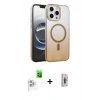 MARSİLYAN™- iPhone 16 Pro Max Kılıf Ahenk Doku Özel Seri - Siyah Bilvis 3D Cam Ekran Koruyucu + Raze Metal Kamera Lens - BZ