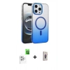 MARSİLYAN™- iPhone 16 Pro Max Kılıf Ahenk Doku Özel Seri - Siyah Bilvis 3D Cam Ekran Koruyucu + Raze Metal Kamera Lens - BZ