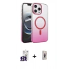 MARSİLYAN™- iPhone 16 Pro Max Kılıf Ahenk Doku Özel Seri - Siyah Bilvis 3D Cam Ekran Koruyucu + Bilvis Titan Kamera Lens - TMGI