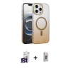 MARSİLYAN™- iPhone 16 Pro Max Kılıf Ahenk Doku Özel Seri - Siyah Bilvis 3D Cam Ekran Koruyucu + Bilvis Titan Kamera Lens - TMGI
