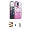 MARSİLYAN™- iPhone 16 Pro Max Kılıf Ahenk Doku Özel Seri - Siyah Bilvis 3D Cam Ekran Koruyucu + Çöl Titanyum Pers Alüminyum Kamera Lens