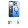 MARSİLYAN™- iPhone 16 Pro Max Kılıf Ahenk Doku Özel Seri - Siyah Bilvis 3D Cam Ekran Koruyucu + Gümüş Pers Alüminyum Kamera Lens