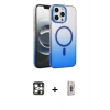 MARSİLYAN™- iPhone 16 Pro Max Kılıf Ahenk Doku Özel Seri - Siyah Bilvis 3D Cam Ekran Koruyucu + Gümüş PVD Metal Kamera Lens