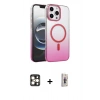 MARSİLYAN™- iPhone 16 Pro Max Kılıf Ahenk Doku Özel Seri - Siyah Bilvis 3D Cam Ekran Koruyucu + PVD Metal Kamera Lens - GD