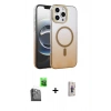MARSİLYAN™- iPhone 16 Pro Max Kılıf Ahenk Doku Özel Seri - Siyah Bilvis 3D Cam Ekran Koruyucu + Raze Metal Kamera Lens - SH