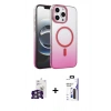 MARSİLYAN™- iPhone 16 Pro Max Kılıf Ahenk Doku Özel Seri - Siyah Bilvis 3X AR Hayalet Cam Ekran Koruyucu + Bilvis Titan Kamera Lens - GS