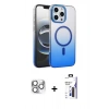 MARSİLYAN™- iPhone 16 Pro Max Kılıf Ahenk Doku Özel Seri - Siyah Bilvis 3X AR Hayalet Cam Ekran Koruyucu + Pers Alüminyum Kamera Lens - GS