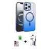 MARSİLYAN™- iPhone 16 Pro Max Kılıf Ahenk Doku Özel Seri - Siyah Bilvis 3X AR Hayalet Cam Ekran Koruyucu + Raze Metal Kamera Lens - NLGY