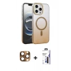 MARSİLYAN™- iPhone 16 Pro Max Kılıf Ahenk Doku Özel Seri - Siyah Bilvis 3X AR Hayalet Cam Ekran Koruyucu + Pers Alüminyum Kamera Lens - CLTM