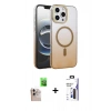 MARSİLYAN™- iPhone 16 Pro Max Kılıf Ahenk Doku Özel Seri - Siyah Bilvis 3X AR Hayalet Cam Ekran Koruyucu + Raze Metal Kamera Lens - NLGY