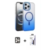 MARSİLYAN™- iPhone 16 Pro Max Kılıf Ahenk Doku Özel Seri - Siyah Bilvis 3X AR Hayalet Cam Ekran Koruyucu + PVD Metal Kamera Lens - GD