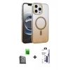 MARSİLYAN™- iPhone 16 Pro Max Kılıf Ahenk Doku Özel Seri - Siyah Bilvis 3X AR Hayalet Cam Ekran Koruyucu + Raze Metal Kamera Lens - SH
