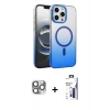 MARSİLYAN™- iPhone 16 Pro Max Kılıf Ahenk Doku Özel Seri - Siyah Bilvis 3X AR Hayalet Cam Ekran Koruyucu + Pers Alüminyum Kamera Lens - GI